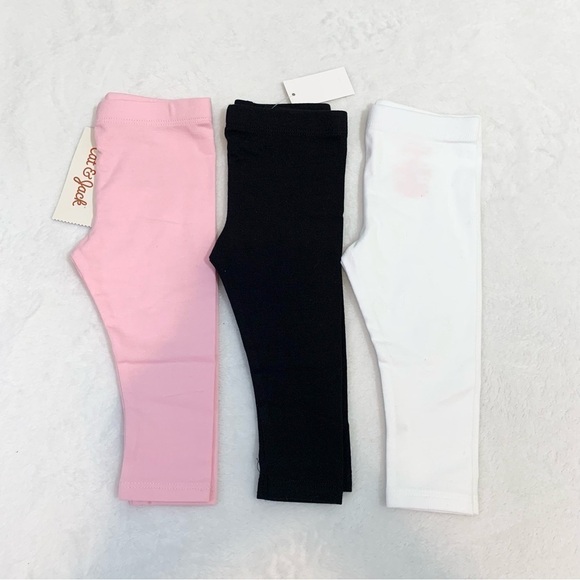 5/$25 NEW Cat & Jack pink white black stretch elastic waist leggings - 3-6m - Picture 1 of 5